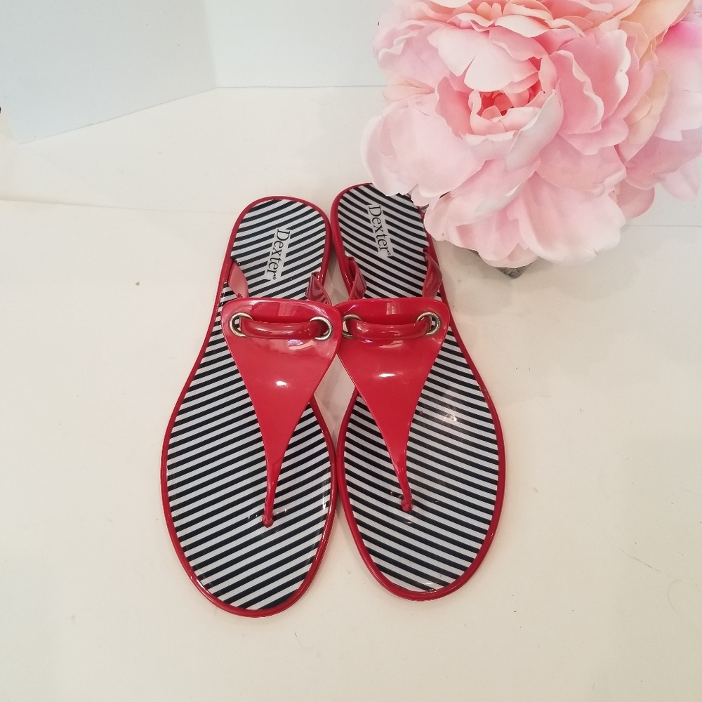 Jelly thong red flip flops